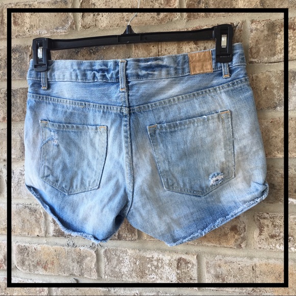 H&M JEAN SHORTS DENIM DISTRESSED LOWRISE STONEWASH - Picture 7 of 8